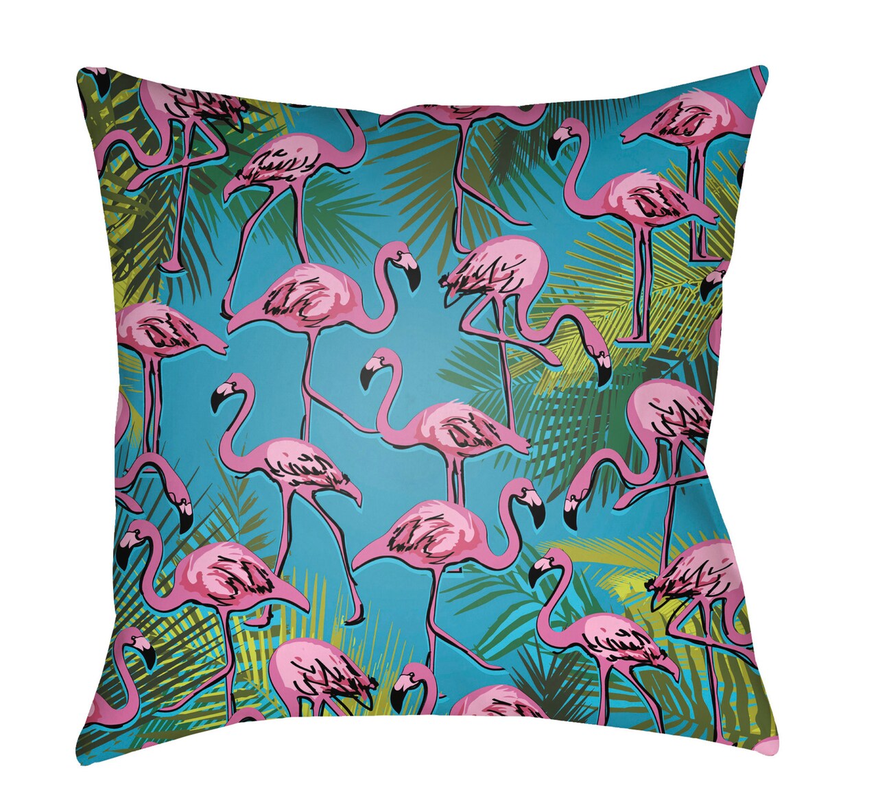 Tiwari Home 16" Blue and Pink Flamingo Printed Square Throw Pillow Cover
